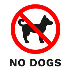 NO DOGS sign. Sticker with inscription. Vector.