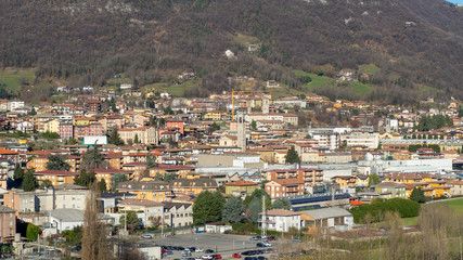Fototapeta na wymiar Albino, Bergamo, Italy. Aerial landscape view of the town