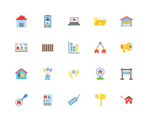 Set Of 20 icons such as House, Mailbox, Sale, Newspaper, Search,