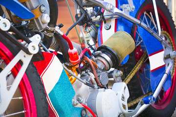 The engine of the motorcycle for Speedway