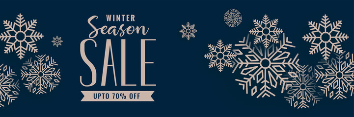 merry christmas sale banner with snowflakes decoration