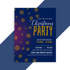 elegant blue christmas snowflakes flyer design template