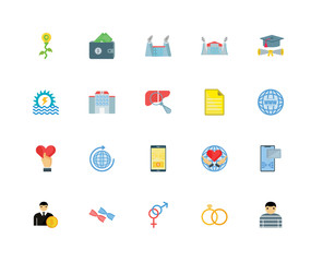 Set Of 20 icons such as Prisoner, Marriage, Equality, Dna, Busin