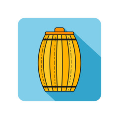 Wooden barrel for beer, water and beverages. Flat icon for site, business. Vector illustration