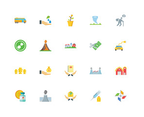Set Of 20 icons such as Union, Vaccine, Salary, Pollution, Medic