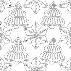 Gingerbread. Black and white illustration for coloring book or page. Christmas, holiday background.