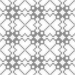 Cross stitch, seamless decorative pattern. Embroidery and knitting. Abstract geometric background. Ethnic ornaments.