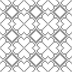 Cross stitch, seamless decorative pattern. Embroidery and knitting. Abstract geometric background. Ethnic ornaments.