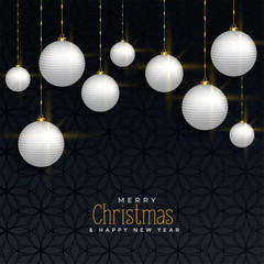 luxury christmas greeting with hanging balls