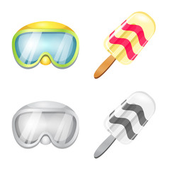 Vector design of equipment and swimming sign. Set of equipment and activity vector icon for stock.
