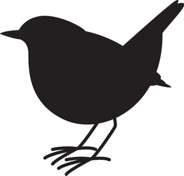 robin bird ,vector illustration ,  black silhouette 