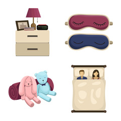 Vector illustration of dreams and night logo. Set of dreams and bedroom stock vector illustration.