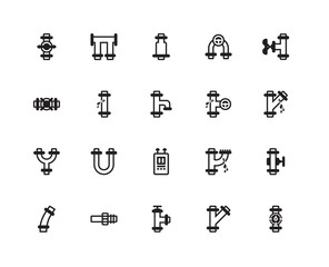 Simple Set of 20 Vector Icon. Contains such Icons as Pipes, Pipes. Editable Stroke pixel perfect