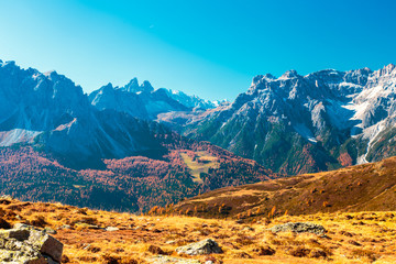 Autumn trekking in the alpine Pusteria valley