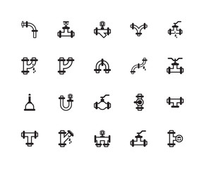 Simple Set of 20 Vector Icon. Contains such Icons as Pipes, Pipes. Editable Stroke pixel perfect