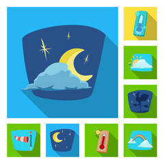 Vector illustration of weather and climate logo. Collection of weather and cloud stock symbol for web.