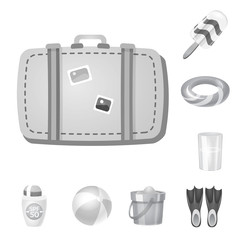 Isolated object of equipment and swimming sign. Set of equipment and activity stock symbol for web.