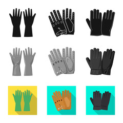 Obraz premium Vector design of glove and winter sign. Set of glove and equipment stock vector illustration.