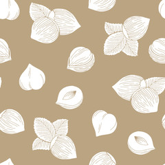 Hazelnut graphic color brown white seamless pattern background sketch illustration vector