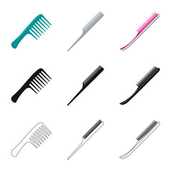 Fototapeta premium Isolated object of brush and hair logo. Collection of brush and hairbrush stock vector illustration.