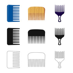 Isolated object of brush and hair sign. Set of brush and hairbrush stock symbol for web.