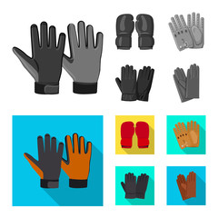 Obraz premium Vector illustration of glove and winter icon. Set of glove and equipment stock symbol for web.