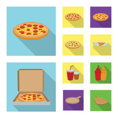 Isolated object of pizza and food sign. Collection of pizza and italy stock vector illustration.