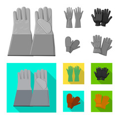 Vector illustration of glove and winter icon. Collection of glove and equipment stock symbol for web.
