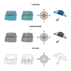 Isolated object of weather and climate icon. Collection of weather and cloud stock symbol for web.