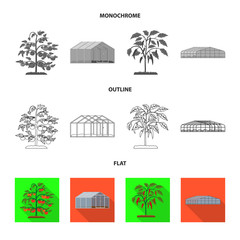 Vector design of greenhouse and plant symbol. Set of greenhouse and garden stock symbol for web.