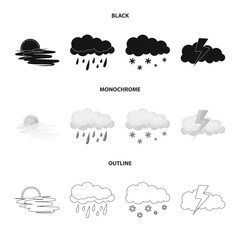 Vector illustration of weather and climate logo. Collection of weather and cloud stock symbol for web.