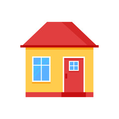 House flat icon with red roof. flat style vector illustration