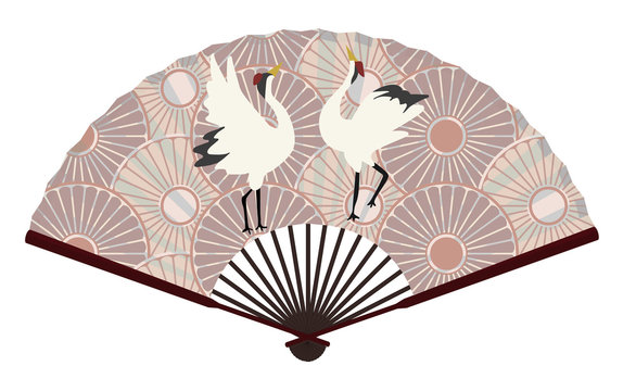 Ancient Chinese Fan with A Grus Japonensis On It 