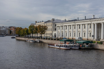 Canal shore on a typical view in Saint Petersburg