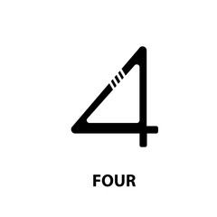 The Number Four. Shaped Black Numbers. Mathematical Figures.