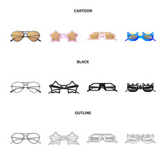 Vector design of glasses and sunglasses sign. Collection of glasses and accessory stock symbol for web.