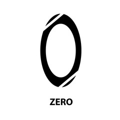 The Number Zero. Shaped Black Numbers. Mathematical Figures.