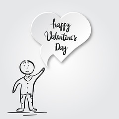 boy with hearts. Valentine's Day card. Vector illustration