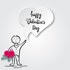 boy with heart and roses. Valentine's Day card