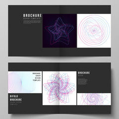 Vector layout of two covers templates for square design bifold brochure, magazine, flyer, booklet. Random chaotic lines that creat real shapes. Chaos pattern, abstract texture. Order vs chaos concept.