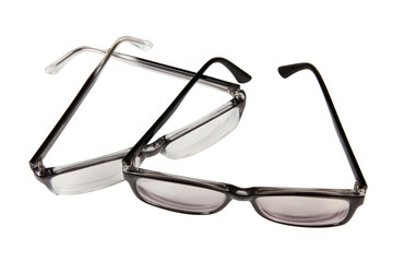 Black glasses for man on white background