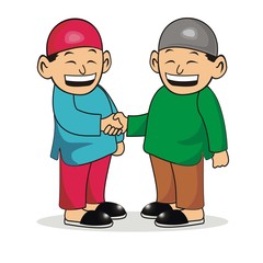 two Muslims are shaking hands. vector illustration.