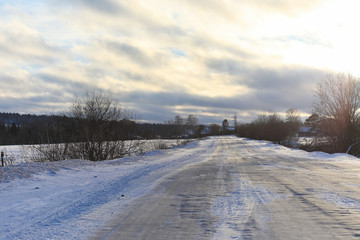 Obraz premium Winter landscape snow covered expanses. A park in the winter in the snow. Road on a winter day.