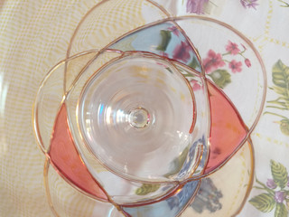 Empty wine glass. single. view top isolated on table