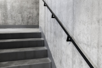 Concrete staircase with banister in modern building, Escape staircase detail