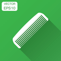 Hair brush icon in flat style. Comb accessory vector illustration with long shadow. Hairbrush business concept.