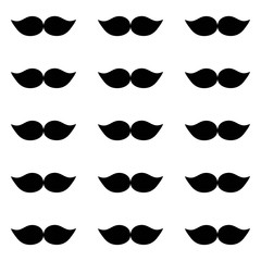 Mustaches seamless pattern. Hand drawn. Black and white.