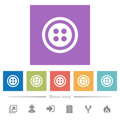 Dress button with 4 holes flat white icons in square backgrounds