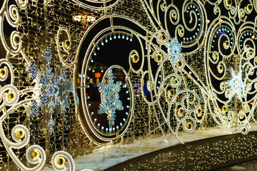 Details of New Year city decoration at city street