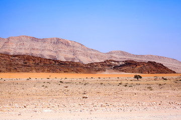 Mountain landscape in Naukluft national park in Namib Desert on the way to the dunes of Sossusvlei, Namibia, Southern Africa